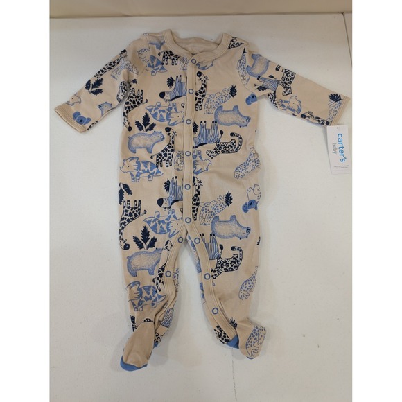Carters Baby Boys Sleep N Play 6M Cott Beautiful Blue Animals One Piece - Picture 1 of 4